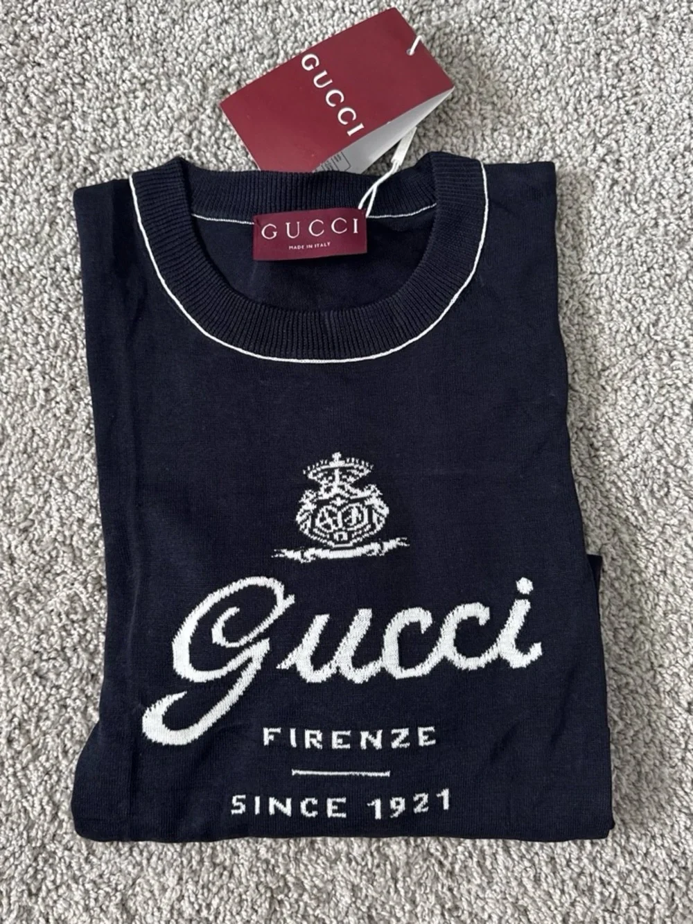 Gucci Men’s dark Navy Logo Crewneck T-Shirt size XL for men